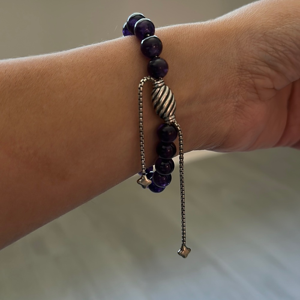 Women’s David Yurman adjustable, purple and silver, beaded bracelet